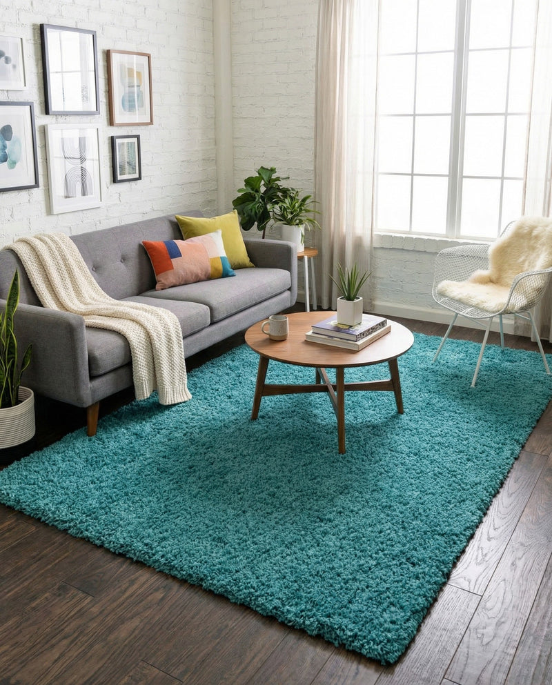 Plush Oasis Collection Area Rug - Serenity (Deep Aqua Blue) Rectangle Deep Aqua Blue  lifestyle 9
