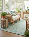 Savannah Threads Collection Area Rug -  Thar Rectangle Blue and Ivory  lifestyle 28