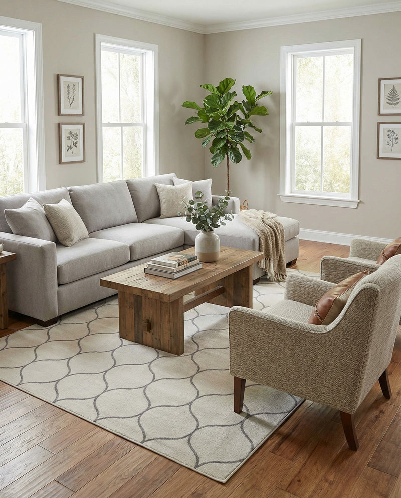 Trellis Mosaic Collection Area Rug -  Pergolatown (Ivory) Rectangle Ivory  lifestyle 8