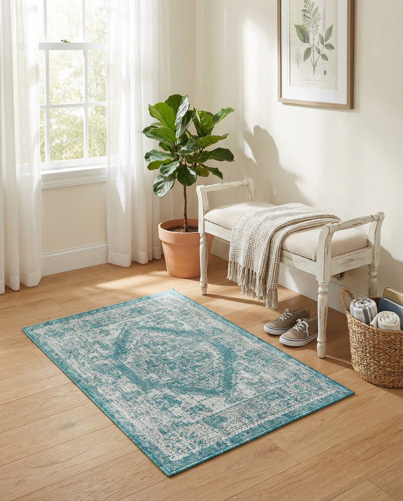 Patio Heritage Collection Area Rug -  Augusta (Aqua) Rectangle Aqua  lifestyle 24