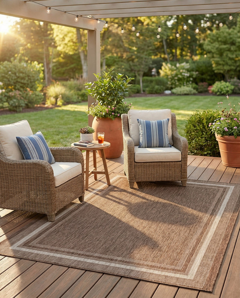 Terrace Fringe Collection Area Rug - Veranda (Brown) Rectangle Brown  lifestyle 21
