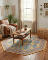 Seville Stripes Collection Area Rug -  Granada (Yellow) Octagon Yellow  lifestyle 49