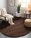 Plush Oasis Collection Area Rug - Serenity (Chocolate Brown) Round Chocolate Brown  lifestyle 40