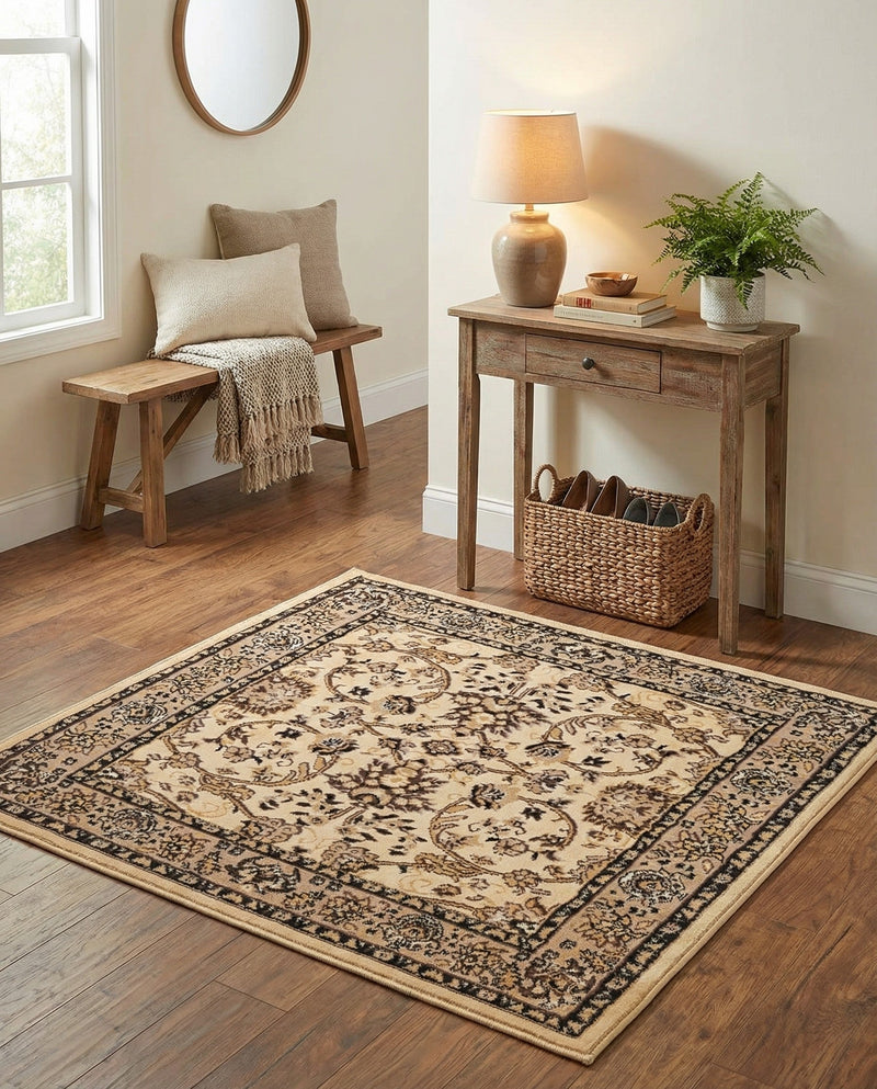 Isfahan Elegance Collection Area Rug - Naghsh-e Jahan (Ivory) Square Ivory  lifestyle 84