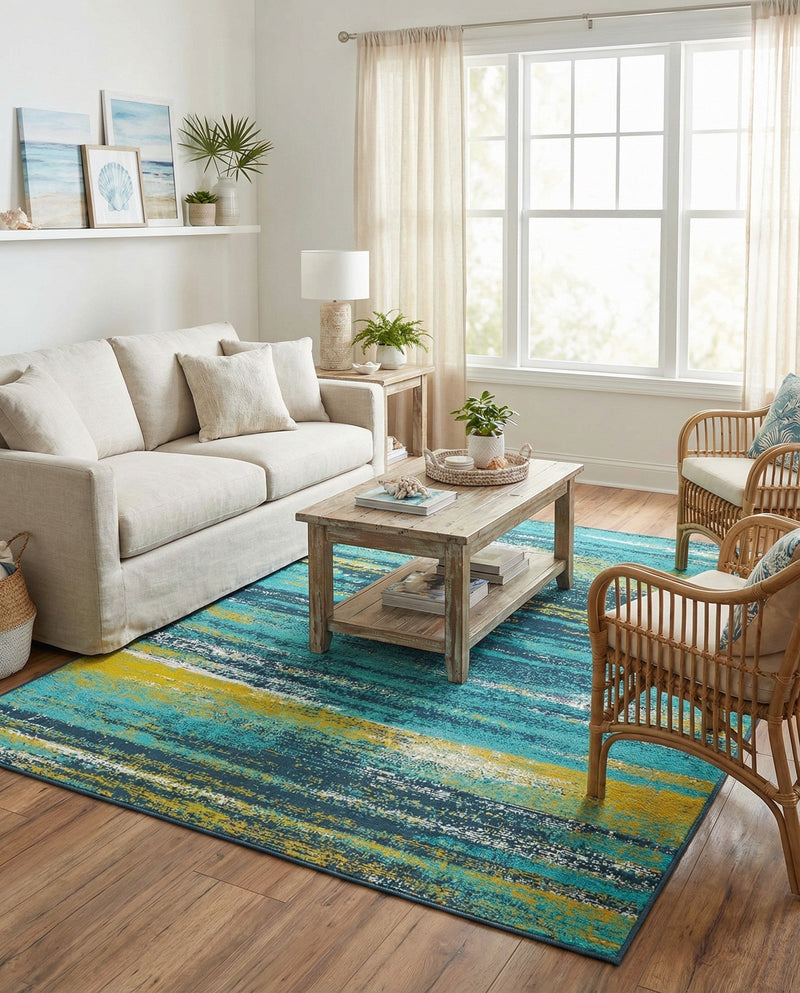 Seaside Haven Rugs Collection Area Rug -  Sandbar Rectangle Multi.Blue  lifestyle 14