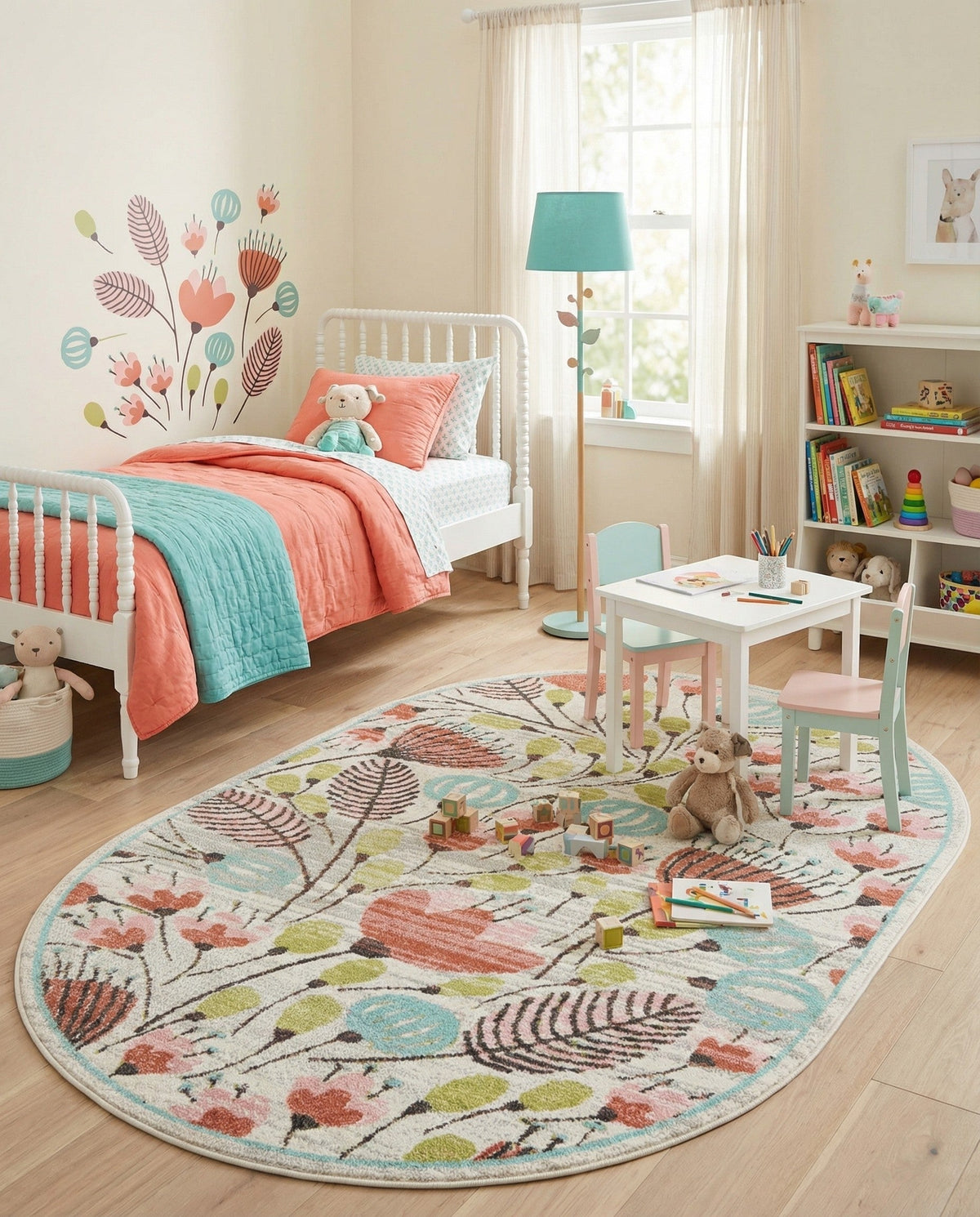 Wonder Tykes Collection Area Rug -  Fantasy Oval Ivory  lifestyle 117
