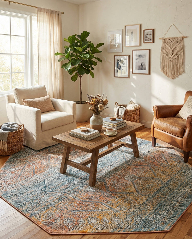 Coastal Haven Collection Area Rug -  Oceania Octagon Multi  lifestyle 34