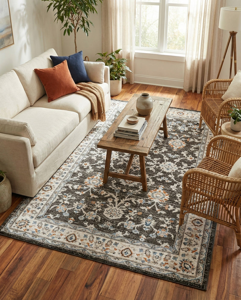 Savannah Elegance Collection Area Rug - Augusta (Fume Gray) Rectangle Fume Gray  lifestyle 17