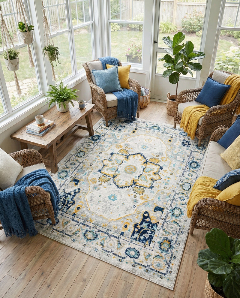 Parisian Elegance Collection Area Rug - Versailles (Gray) Rectangle Gray  lifestyle 6