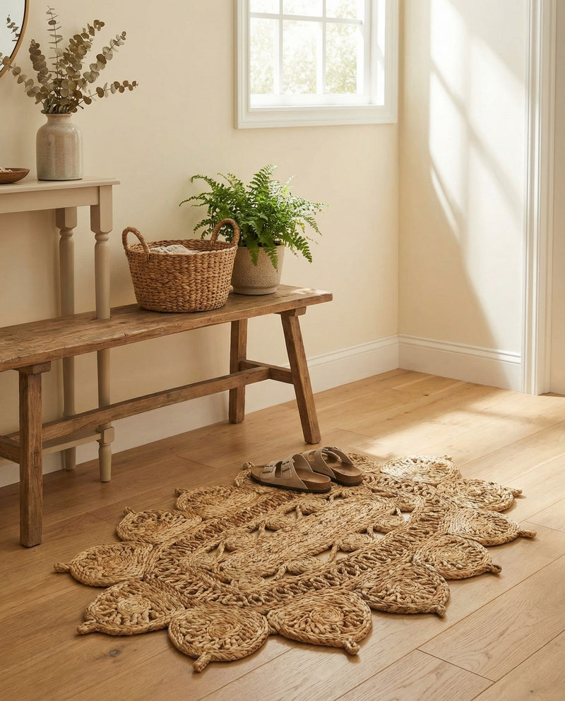 Woven Seaside Jute Collection Area Rug - Coastalhaven (Natural) Oval Natural  lifestyle 10