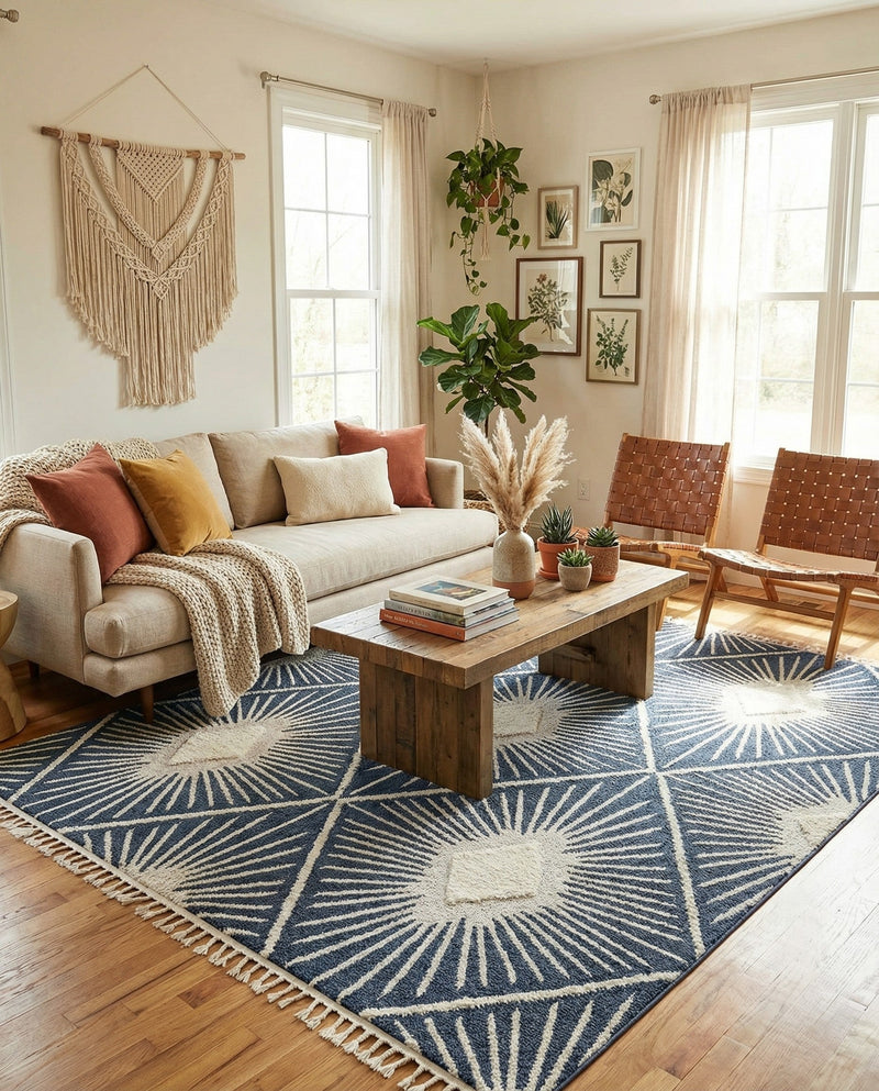Sahara Chic Collection Area Rug - Marrakech Rectangle Blue  lifestyle 36