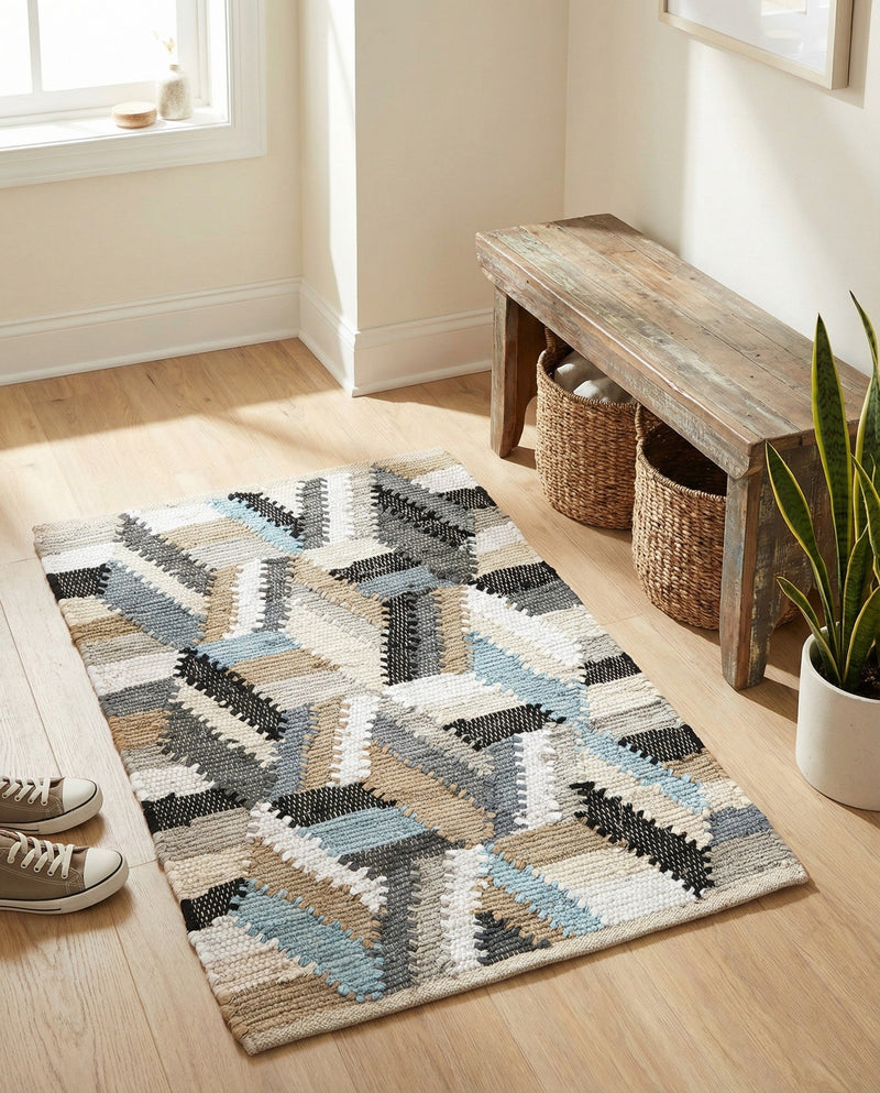 Thar Cotton Collection Area Rug -  Cochin Rectangle Blue  lifestyle 5