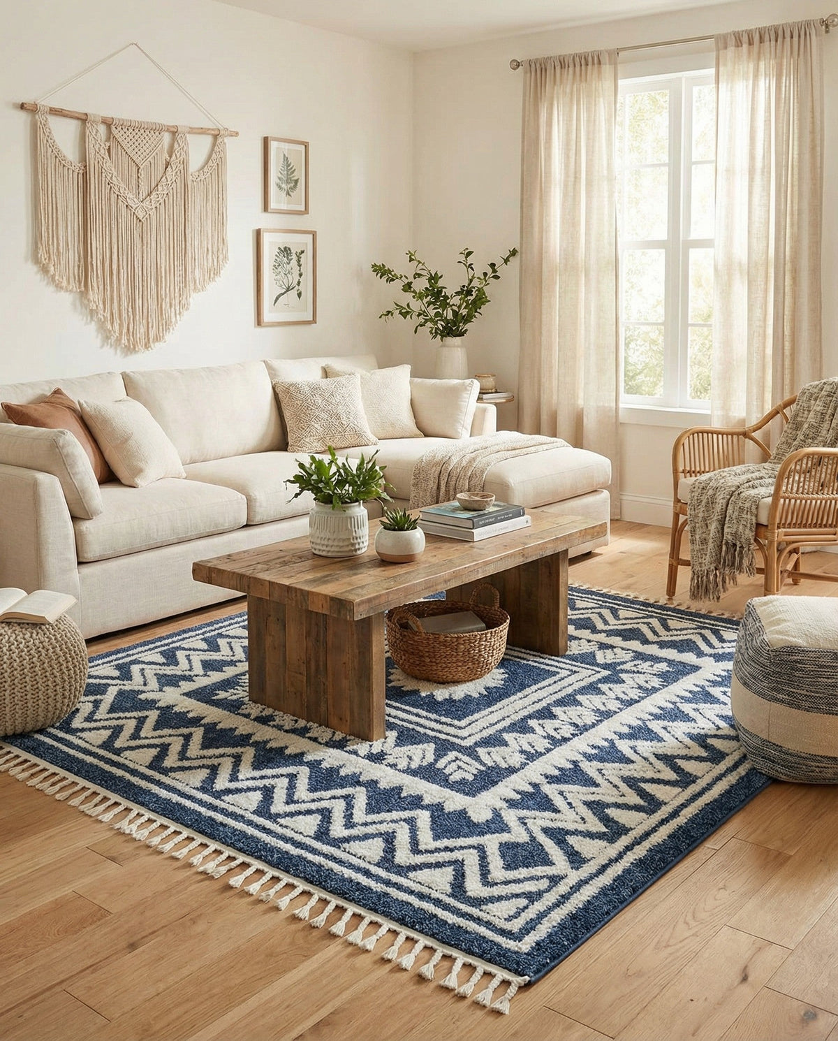 Sahara Chic Collection Area Rug -  Tangier Square Blue  lifestyle 134