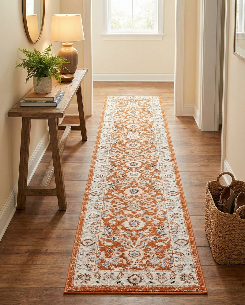 Savannah Elegance Collection Area Rug - Augusta (Rust Red) Runner Rust Red  lifestyle 75