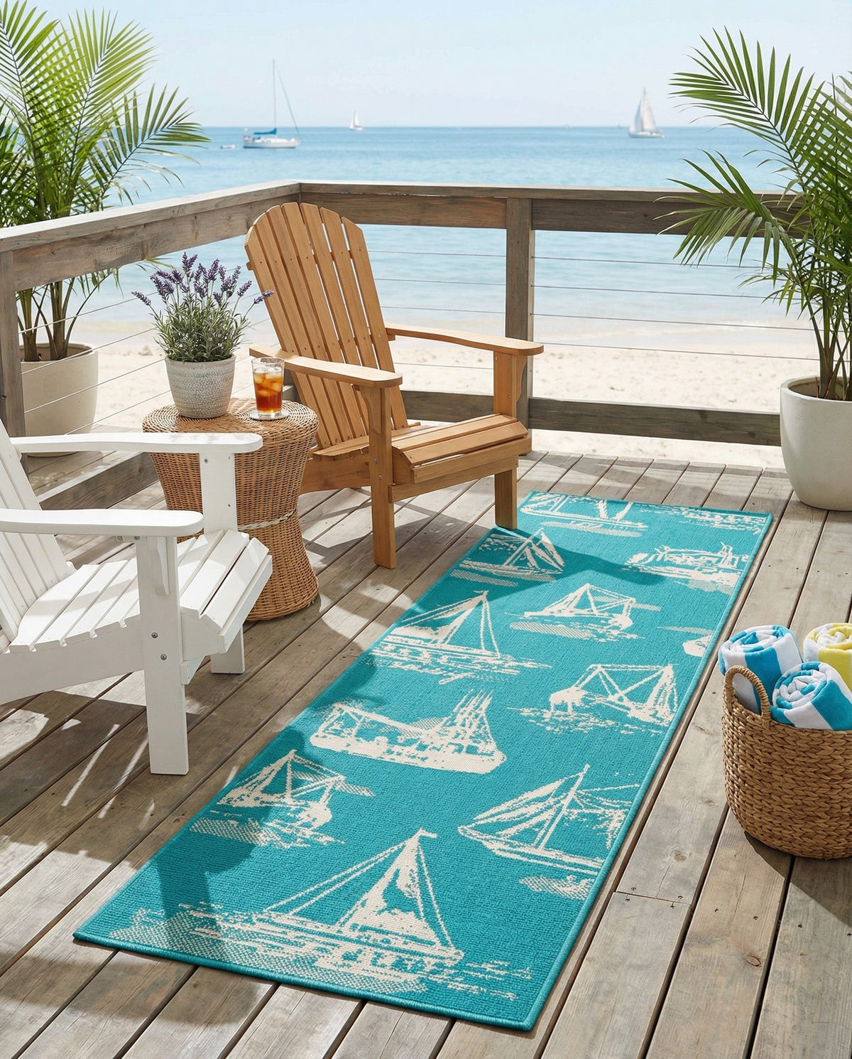 Seaside Haven Rugs Collection Area Rug -  Beachcomber Runner Teal  lifestyle 76
