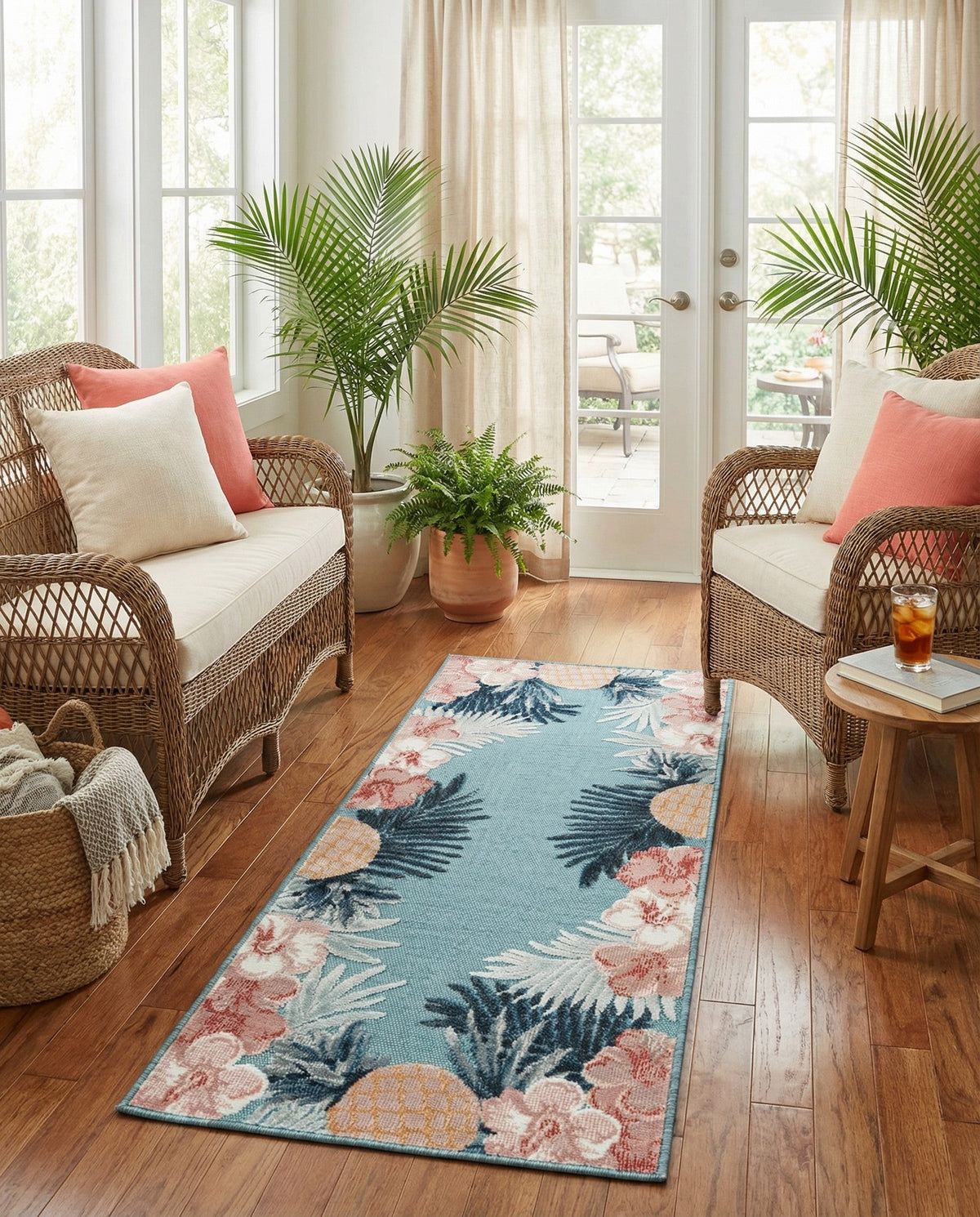 Seaside Blooms Collection Area Rug - Haven Runner Blue  lifestyle 94