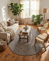 Woven Seaside Jute Collection Area Rug - Coastalhaven (Gray) Oval Gray  lifestyle 20