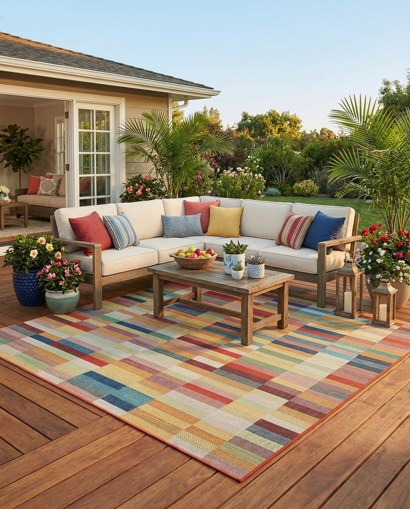 Coastal Terrace Collection Area Rug -  Harbor Square Multi  lifestyle 46