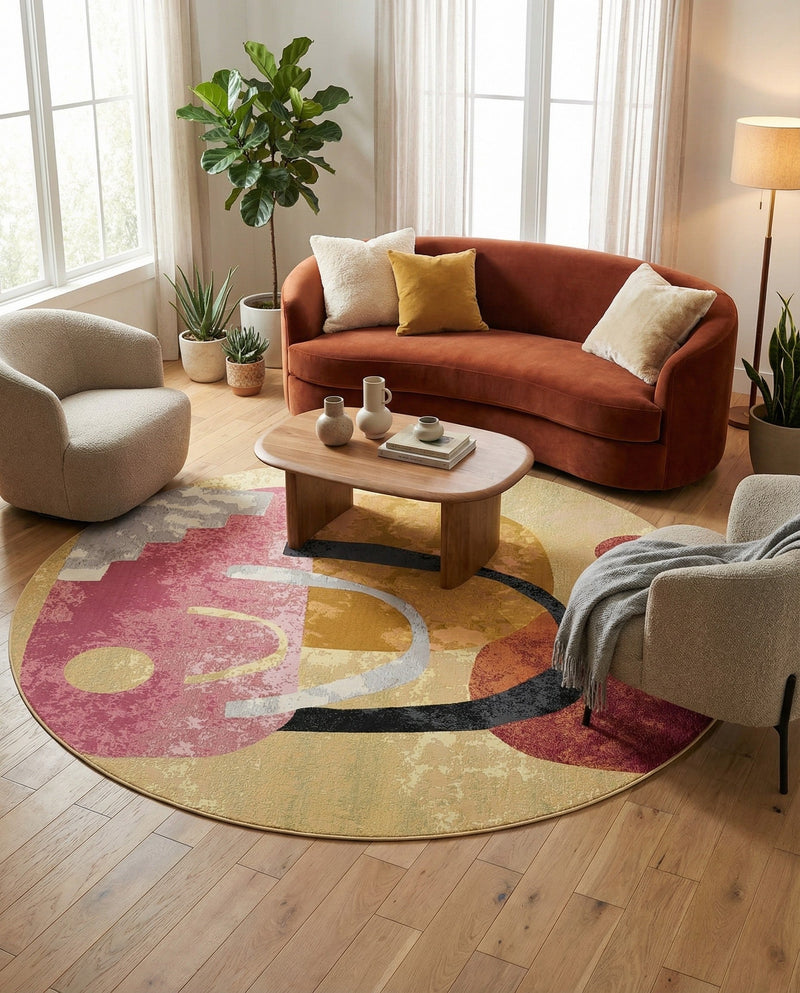 Urban Terrace Collection Area Rug -  Skyline Round Multi  lifestyle 57