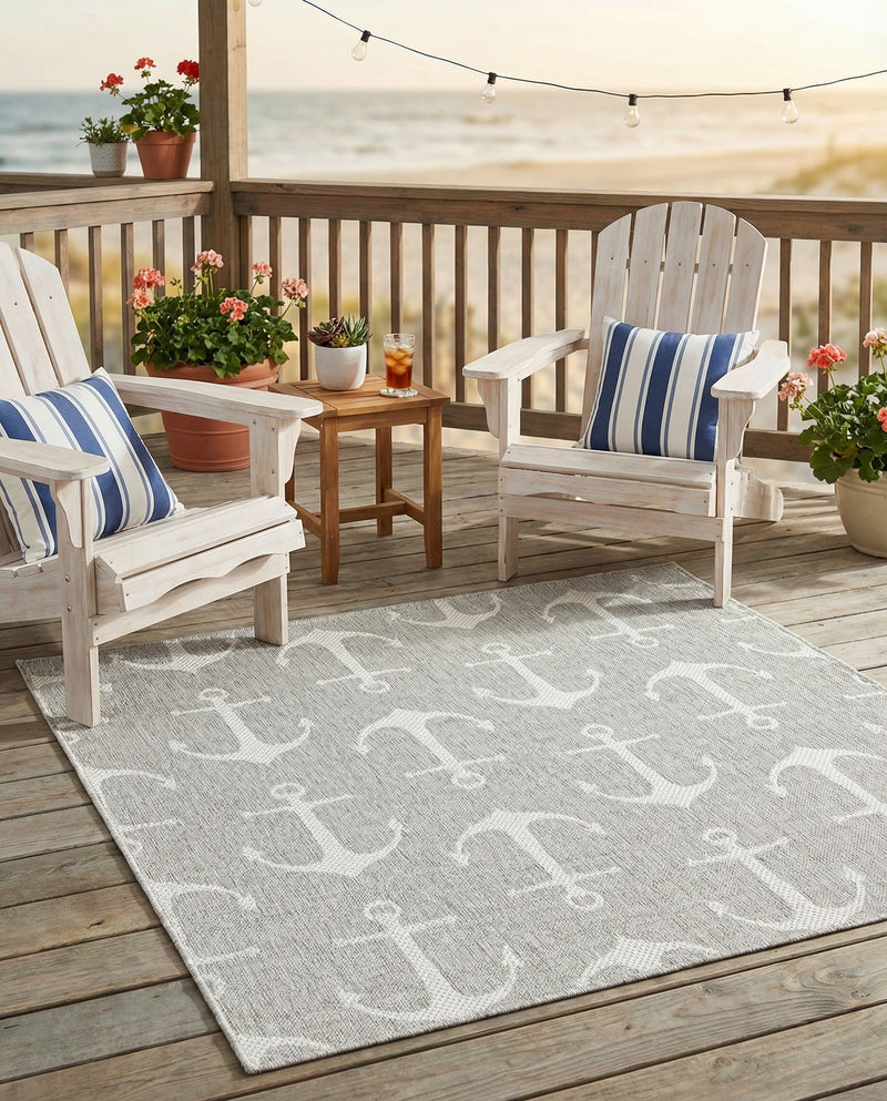 Seaside Haven Rugs Collection Area Rug - Sapphire (Gray) Square Gray  lifestyle 22