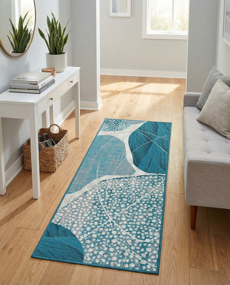 Urban Terrace Collection Area Rug -  Courtyard Runner Blue and Ivory  lifestyle 54