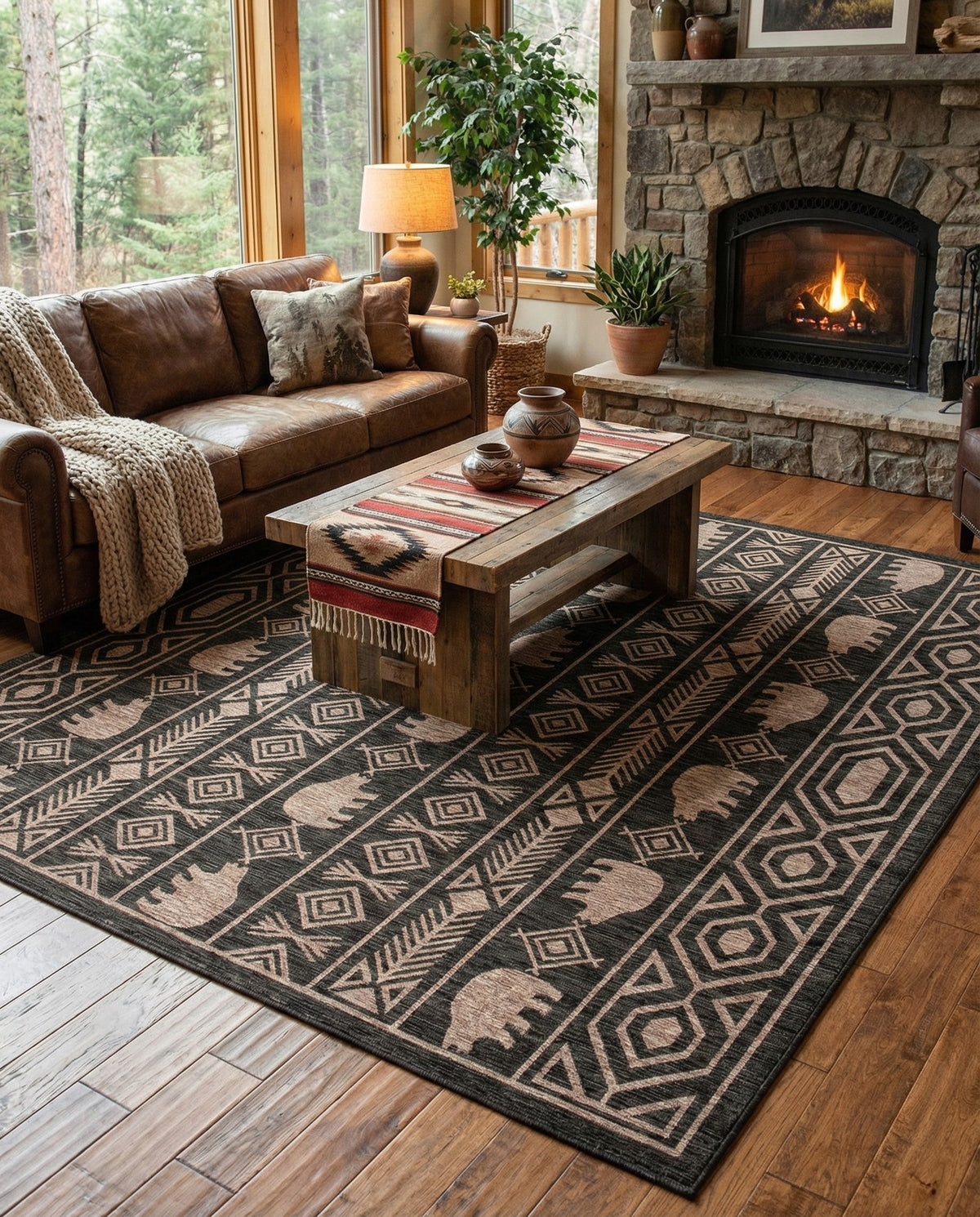 Mesa Oasis Rugs Collection Area Rug - Sundown Square Black  lifestyle 108