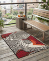 Urban Terrace Collection Area Rug -  Porch Rectangle Red and Black  lifestyle 14