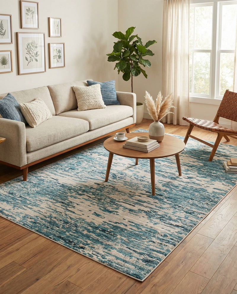 Serenity Sands Collection Area Rug - Dunescape Rectangle Blue  lifestyle 8