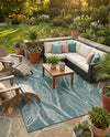 Seaside Blooms Collection Area Rug -  Evergreen (Teal) Rectangle Teal  lifestyle 4