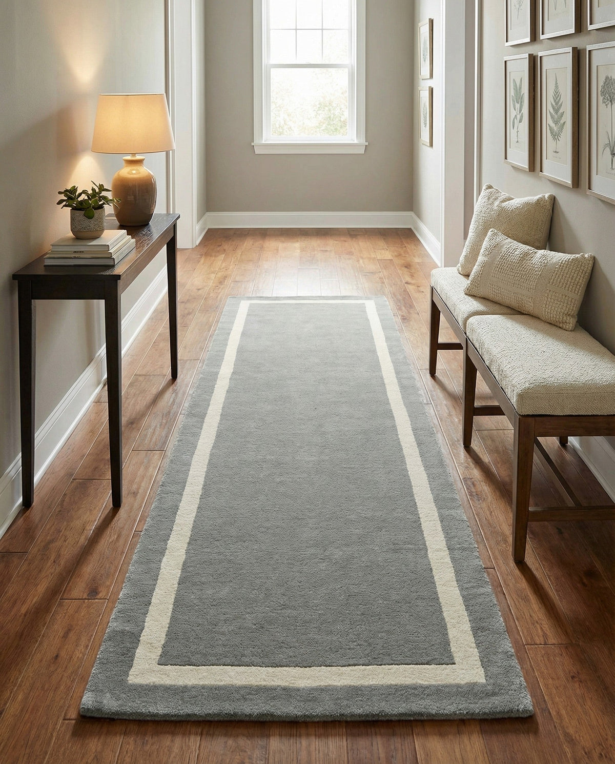 Savannah Borders Wool Collection Area Rug - Chatham Runner Earl Gray  lifestyle 137