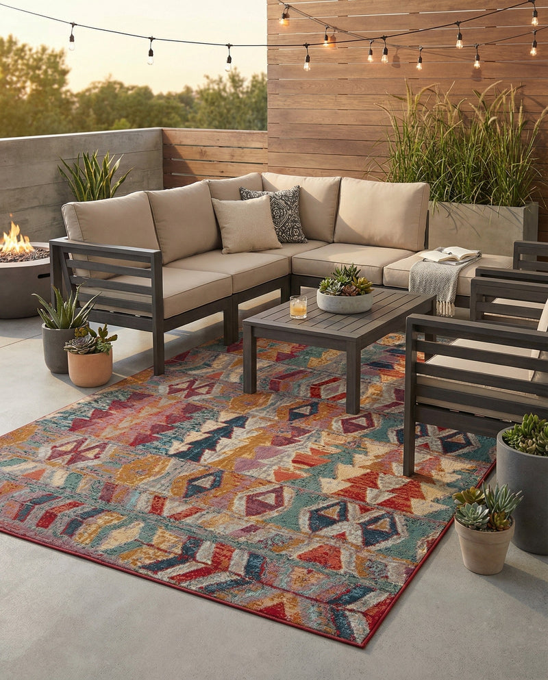 Urban Terrace Collection Area Rug -  Arcade Rectangle Multi  lifestyle 50