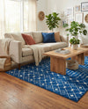 Mediterranean Lattice Collection Area Rug - Santorini (Navy Blue) Rectangle Navy Blue  lifestyle 9
