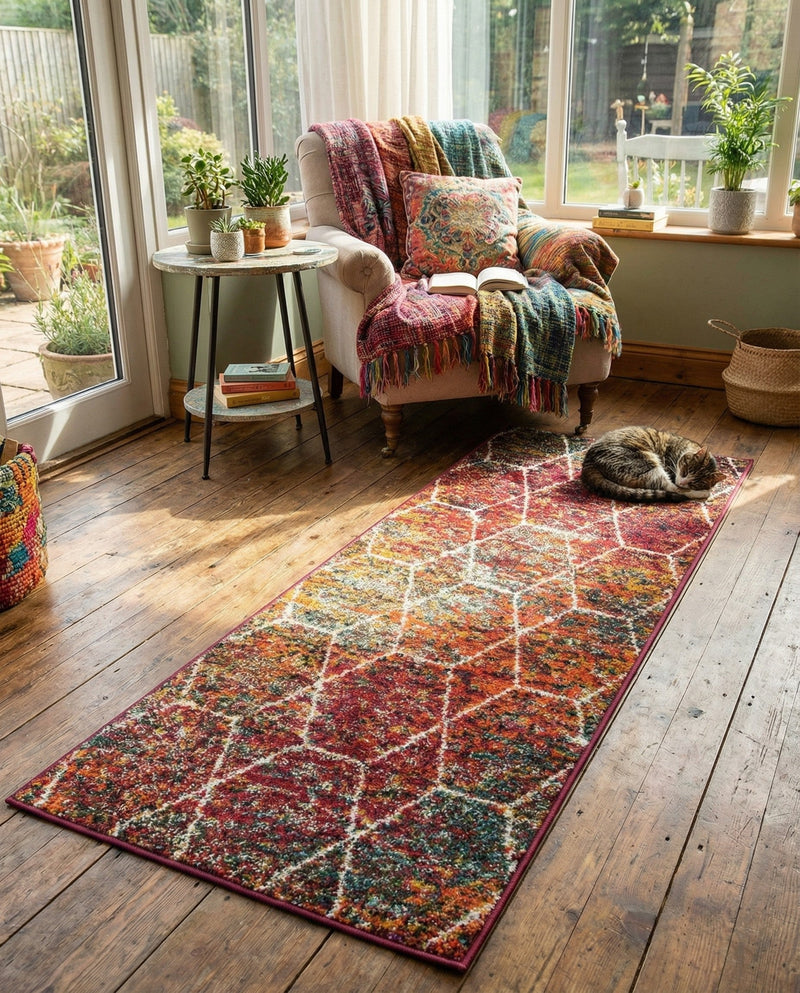 Trellis Mosaic Collection Area Rug - Arborville (Multi) Runner Multi  lifestyle 42