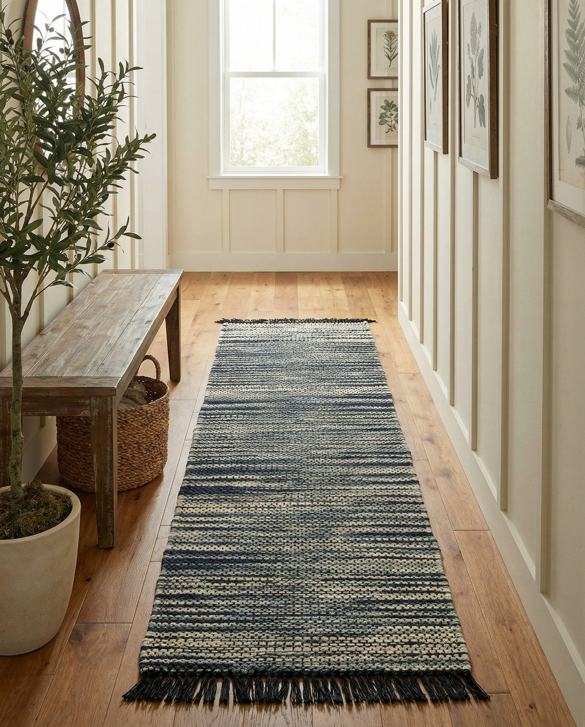 Savannah Jute Collection Area Rug - Nantucket Runner Green and Ivory  lifestyle 92
