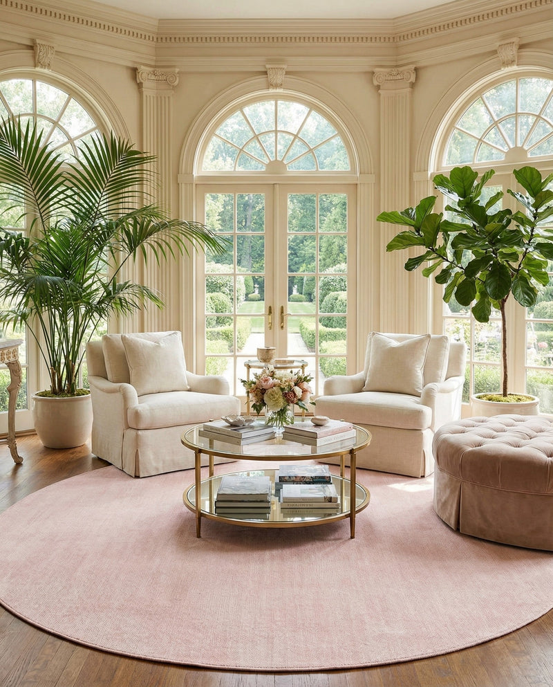 Berkshire Estate Collection Area Rug - Windsor (English Rose) Round English Rose  lifestyle 32