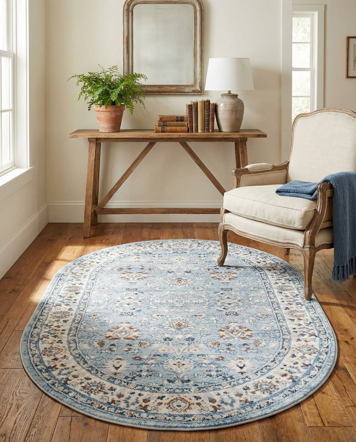 Savannah Elegance Collection Area Rug - Augusta (Aqua Blue) Oval Aqua Blue  lifestyle 97