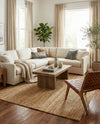 Woven Seaside Jute Collection Area Rug - Savannah (Natural) Rectangle Natural  lifestyle 22