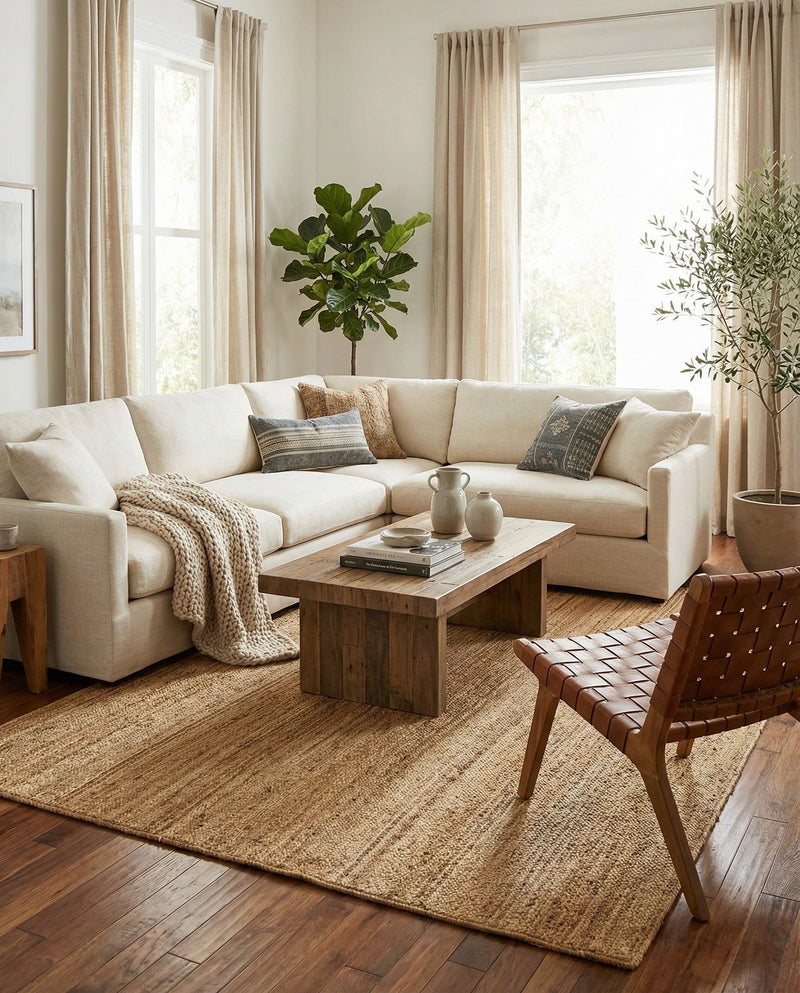 Woven Seaside Jute Collection Area Rug - Savannah (Natural) Rectangle Natural  lifestyle 22
