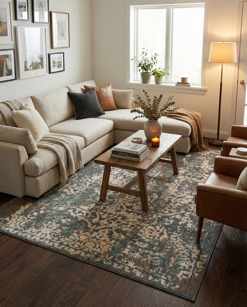 Gobi Sands Collection Area Rug - Dunhuang Rectangle Gray  lifestyle 23