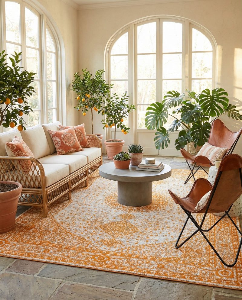 Dover Terrace Collection Area Rug - Marina (Orange) Rectangle Orange  lifestyle 15
