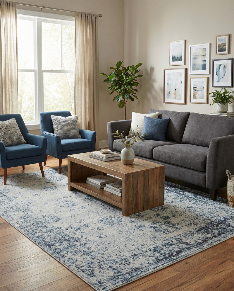 Riviera Elegance Collection Area Rug - Antibes (Light Blue) Rectangle Light Blue  lifestyle 15