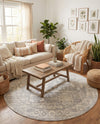 Seville Stripes Collection Area Rug -  Granada (Gray) Round Gray  lifestyle 58