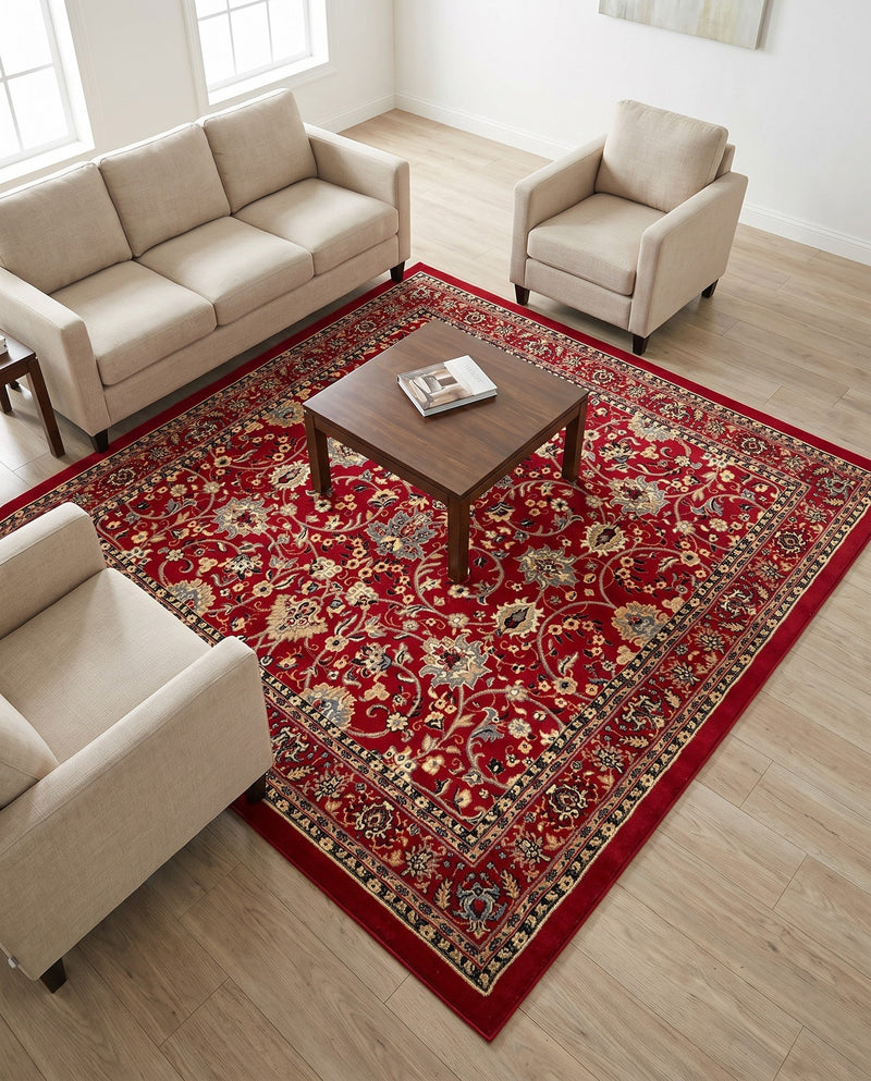 Isfahan Elegance Collection Area Rug - Naghsh-e Jahan (Red) Square Red  lifestyle 72