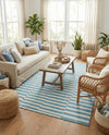 Seaside Stripes Collection Area Rug - Cabana (Light Aqua) Rectangle Light Aqua  lifestyle 18