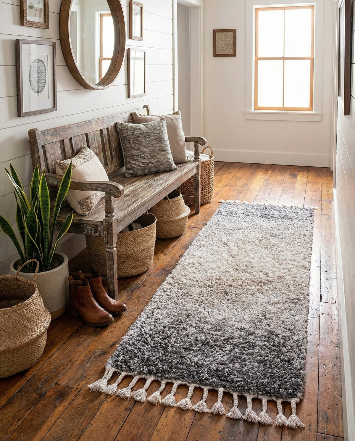 Cozy Cove Shag Collection Area Rug -  Lagoon Runner Gray  lifestyle 70