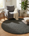 Plush Oasis Collection Area Rug - Serenity (Graphite Gray) Round Graphite Gray  lifestyle 50
