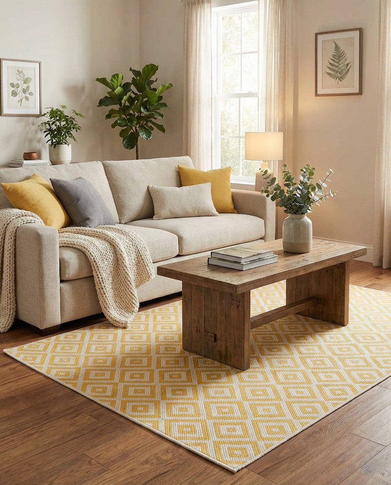 Urban Oasis Rugs Collection Area Rug -  Rooftop (Yellow Ivory) Rectangle Yellow Ivory  lifestyle 7