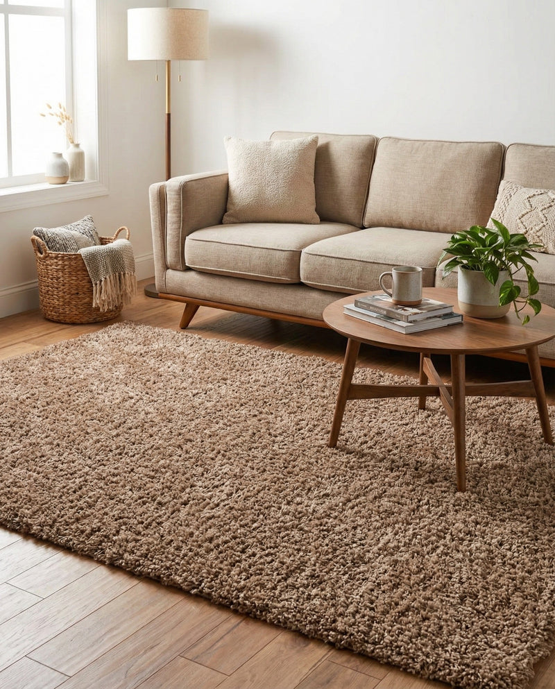 Plush Oasis Collection Area Rug - Serenity (Sandy Brown) Rectangle Sandy Brown  lifestyle 5