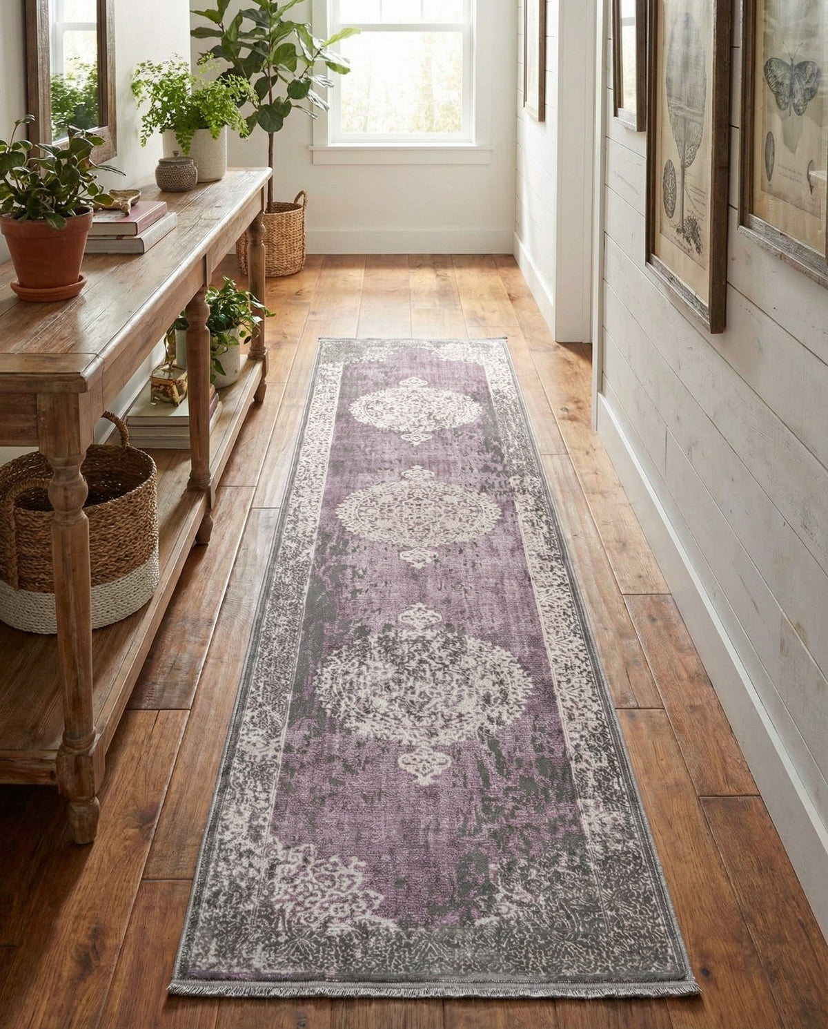 Rustic Charm Revival Collection Area Rug -  Meadowland Runner Purple  lifestyle 127
