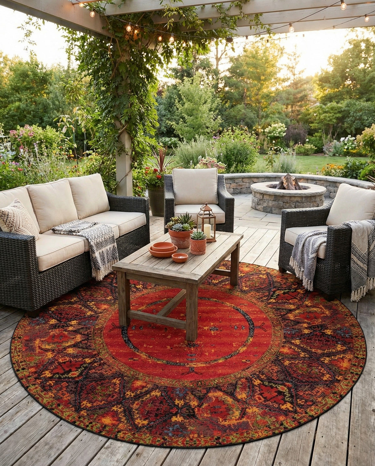 Safari Escape Rugs Collection Area Rug - Serengeti Round Multi  lifestyle 95
